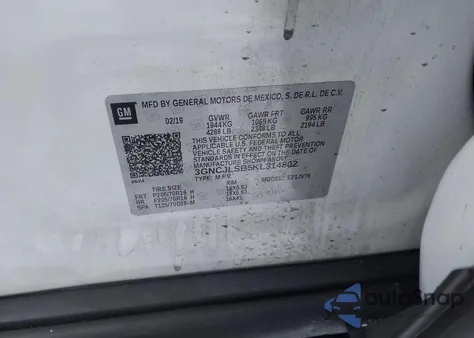 2019 Chevrolet Trax Lt from USA, damaged, VIN 3GNCJLSB5KL314802